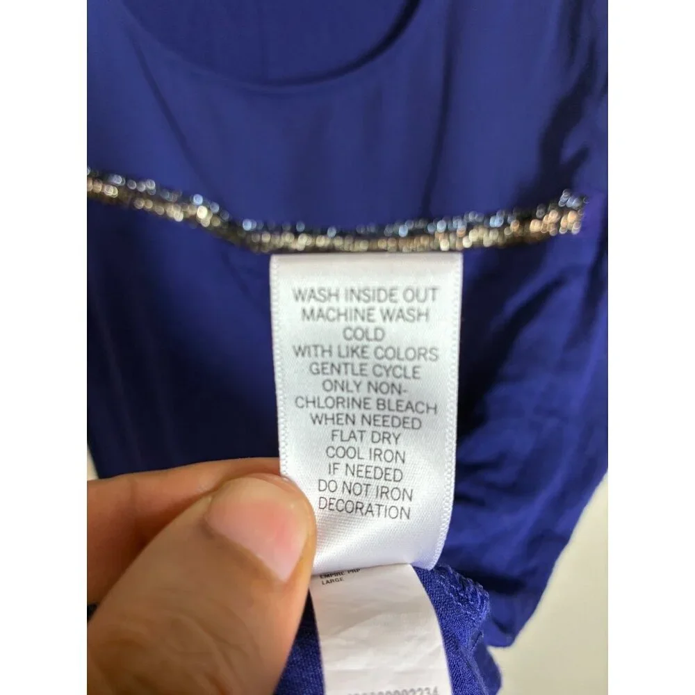 Apt 9 Blouse Sleeveless Embellished Business Casual Blue Size Large